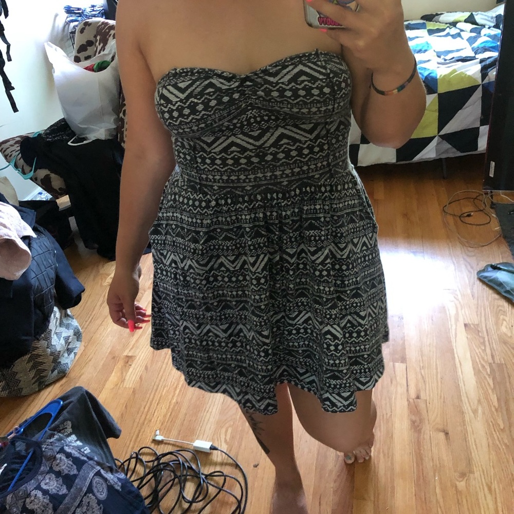 Black tribal skater dress